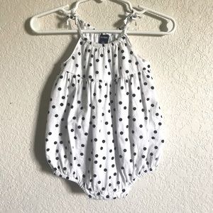 Blue polka Dot Bubble Romper.